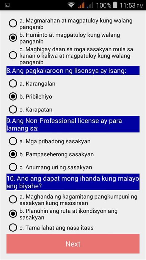 100 Questions + Answers: LTO Exam Reviewer (TAGALOG) .